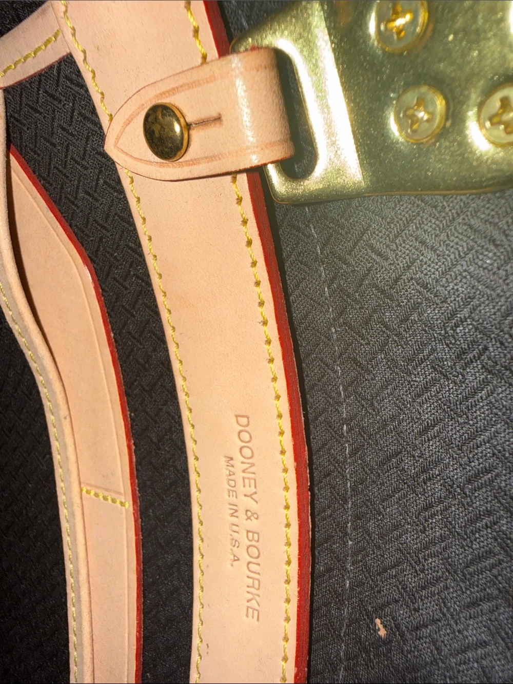 Dooney & Burke Women’s Tan and Mustard Polka Dot Satchel Bag - Leather Trim